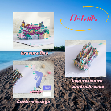 arte de voeux 20x15cm carte de voeux d'anniversaire fleur papillon sculpture en papier 3D avec enveloppe bénédiction carte postale